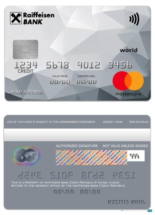 Download Czech Republic Raiffeisen bank world credit mastercard Photoshop template